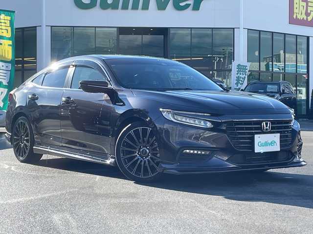 ホンダ インサイト EX・ブラックスタイル 長野県 2019(平31)年 9.1万km ルーセブラックM ８インチ純正ナビ（VXU-197SGi）/無限フルエアロ/無限ホイール/無限マフラー/Bluetooth Audio/フルセグテレビ/ビルドインＥＴＣ/バックカメラ/追従クルーズコントロール/コーナーセンサー/ステアリングスイッチ/本革巻ステアリング/パドルシフト/パワーシートＤ＋Ｎ席/シートヒーターＤ＋Ｎ席/純正フロアマット/プッシュスタート/オートライト/フォグランプ/ドアバイザー/電動格納ドアミラー/ブラインドスポットモニター/スマートキー/スペアキー×１/横滑り防止機能/盗難防止機能/スタッドレスタイヤ積込/（純正アルミホイール）