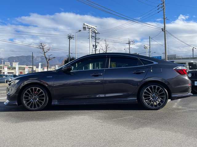 ホンダ インサイト EX・ブラックスタイル 長野県 2019(平31)年 9.1万km ルーセブラックM ８インチ純正ナビ（VXU-197SGi）/無限フルエアロ/無限ホイール/無限マフラー/Bluetooth Audio/フルセグテレビ/ビルドインＥＴＣ/バックカメラ/追従クルーズコントロール/コーナーセンサー/ステアリングスイッチ/本革巻ステアリング/パドルシフト/パワーシートＤ＋Ｎ席/シートヒーターＤ＋Ｎ席/純正フロアマット/プッシュスタート/オートライト/フォグランプ/ドアバイザー/電動格納ドアミラー/ブラインドスポットモニター/スマートキー/スペアキー×１/横滑り防止機能/盗難防止機能/スタッドレスタイヤ積込/（純正アルミホイール）