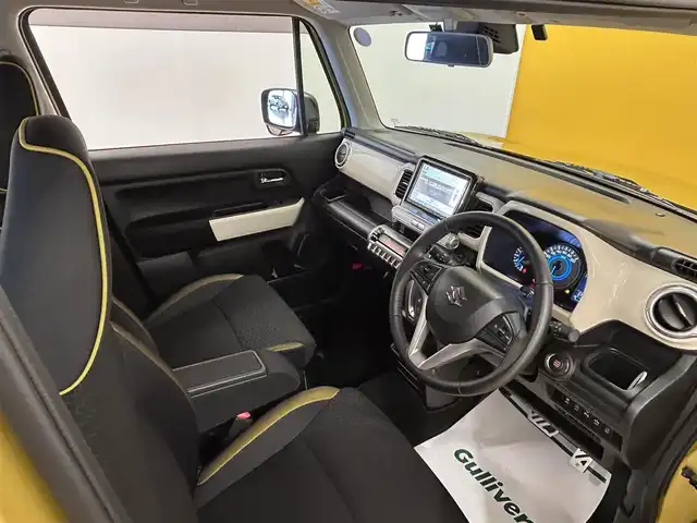 スズキ クロスビー HYBRID MZ 群馬県 2018(平30)年 3.2万km ラッシュイエローメタリック/ブラック2トーンルーフ デュアルセンサーブレーキサポート/純正8インチSDナビ/　　CD/DVD/BT/フルセグ/MSV/USB/iPod/全方位モニター/クルーズコントロール/LEDオートライト/オートハイビーム/前席シートヒーター/純正16インチAW/リフトアップ/バックソナー/ドライブレコーダー/社外マフラー/パドルシフト/ステアリングスイッチ/アイドリングストップ/横滑り防止装置/サイド・カーテンエアバッグ/スマートキー/ETC