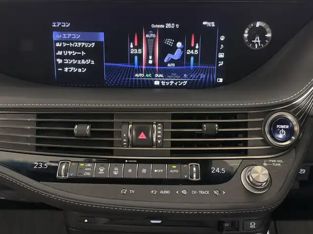 レクサス ＬＳ 500h Fスポーツ 三重県 2018(平30)年 6.7万km ブラック Pガソリン・マルチステージハイブリッド/FR/MTモード付フロアCVT/12.3型ナビ/（CD/DVD/REC/SD/USB/Bluetooth/Miracast/AUX/TV）/パノラミックビューモニター/ドライブレコーダー 前方/ETC2.0/LEXUS Safety System＋A/・プリクラッシュセーフティ（歩行者注意喚起・アクティブ操舵回避支援）/・フロントクロストラフィックアラート/・Lexus CoDrive（レーダークルコン・レーントレーシングアシスト・レーンチェンジアシスト）/・ドライバー異常時停車支援システム/・上下2段式アダプティブハイビームシステム/・ロードサインアシスト/・先行車発進告知機能/・ITS Connect/・ブラインドスポットモニター/など/装備/・本革シート/・シートヒーター（D/N/2nd左右）＆ベンチレーション（D/N）/・メモリーパワーシート（D20way/N18way）/・パワートランクリッド/・デジタルインナーミラー/・左右独立温度調整オートエアコン/・電動リヤガラスサンシェード/・カラーヘッドアップディスプレイ/・電子パーキングブレーキ/・純正20inAW/・スマートキーx1＋カードキーx1/など