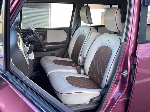 スズキ ラパン ショコラ X 道東・釧路十勝 2014(平26)年 10.9万km カシスピンクパールメタリック ・4WD/・社外SDナビ/（ラジオ CD ワンセグ USB）/・バックカメラ/・社外エンジンスターター/・HIDヘッドライト/・オートライト/・ヘッドライトレベライザー/・革巻きステアリング/・運転席のみシートヒーター/・アイドリングストップ/・電格ウィンカーミラー/・ドアバイザー/・スマートキー/・プッシュスタート/・鉄ホイール付夏用タイヤ積込