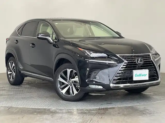 レクサス ＮＸ 300h Iパッケージ 栃木県 2019(平31)年 2.5万km グラファイトブラックガラスフレーク 純正メモリナビ/（CD/DVD/フルセグTV/Bluetooth/SD/USB/AUX）/バックカメラ/サイドカメラ/レクサスセーフティセンス+/BSM/コーナーセンサー/ビルトインETC/ドライブレコーダー/パワーバックドア/合皮シート/前席シートヒーター/運転席メモリーシート/禁煙車/ステアリングヒーター/オートライト/LEDヘッドライト/横滑り防止装置/スマートキー/プッシュスタート/アイドリングストップ/純正18インチアルミホイール/純正フロアマット/パドルシフト/オートブレーキホールド/パーキングサポートアシスト/パーキングサポートブレーキ