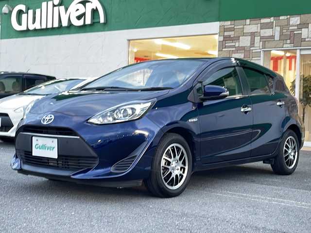 トヨタ アクア S スタイルブラック 徳島県 2018(平30)年 2.5万km ダークブルーマイカ 社外7型SDナビ　TZ-NAV01/（BT/DISC/SD/フルセグ/ラジオ）/バックカメラ/前後コーナーセンサー/ETC/社外15インチアルミホイール/アイドリングストップ/オートライト/オートマチックハイビーム/プッシュスタート/スマートキー/スペアキー