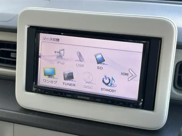 スズキ ラパン G 静岡県 2017(平29)年 3.2万km パールホワイト ケンウッドナビ/FM/AM/CD/DVD/SD/ワンセグ/USB/iPod/レーダーブレーキサポート/MTモード付AT/スマートキー/プッシュスタート/横滑り防止システム/衝突軽減システム/エアバッグ/パワーステアリング/純正14SW