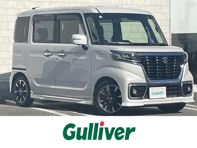 スズキ スペーシア カスタム HYBRID XS ターボ 宮崎県 2020(令2)年 3.3万km ピュアホワイトP 純正フルセグナビ/（DVD再生機能付き）（BT）/アイドリングストップ/全周囲カメラ/バックカメラ/プッシュスタート/MTモード付AT/パドルシフト/パワーウィンドウ/パワーステアリング/純正LEDヘッドライト/純正フロアマット/オートライト/クルーズコントロール/純正アルミホイール/レザーシート/ドライブレコーダー/横滑り防止装置/盗難防止装置/エアバックW/衝突被害軽減システム/ABS/AAC/ETC