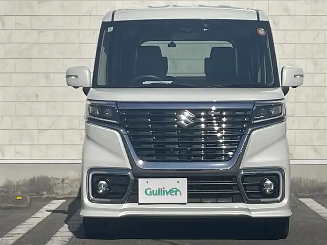 スズキ スペーシア カスタム HYBRID XS ターボ 宮崎県 2020(令2)年 3.3万km ピュアホワイトP 純正フルセグナビ/（DVD再生機能付き）（BT）/アイドリングストップ/全周囲カメラ/バックカメラ/プッシュスタート/MTモード付AT/パドルシフト/パワーウィンドウ/パワーステアリング/純正LEDヘッドライト/純正フロアマット/オートライト/クルーズコントロール/純正アルミホイール/レザーシート/ドライブレコーダー/横滑り防止装置/盗難防止装置/エアバックW/衝突被害軽減システム/ABS/AAC/ETC