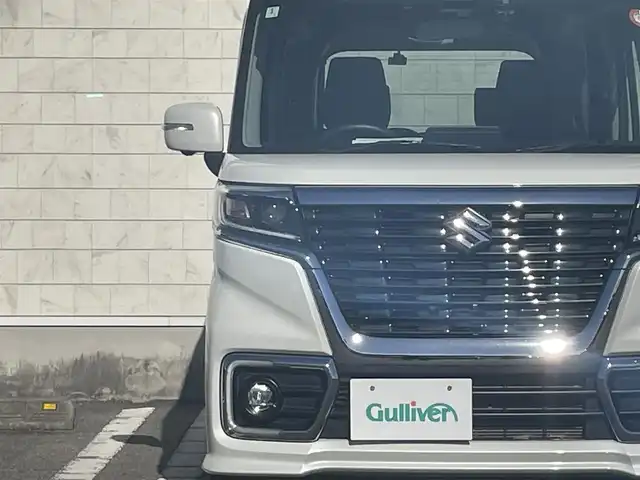 スズキ スペーシア カスタム HYBRID XS ターボ 宮崎県 2020(令2)年 3.3万km ピュアホワイトP 純正フルセグナビ/（DVD再生機能付き）（BT）/アイドリングストップ/全周囲カメラ/バックカメラ/プッシュスタート/MTモード付AT/パドルシフト/パワーウィンドウ/パワーステアリング/純正LEDヘッドライト/純正フロアマット/オートライト/クルーズコントロール/純正アルミホイール/レザーシート/ドライブレコーダー/横滑り防止装置/盗難防止装置/エアバックW/衝突被害軽減システム/ABS/AAC/ETC