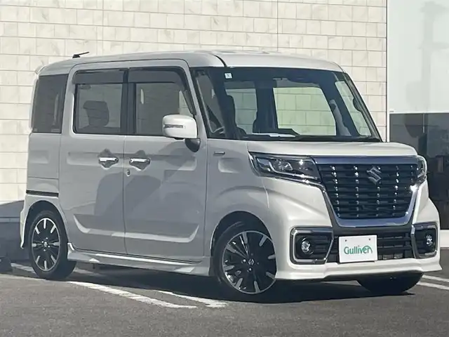 スズキ スペーシア カスタム HYBRID XS ターボ 宮崎県 2020(令2)年 3.3万km ピュアホワイトP 純正フルセグナビ/（DVD再生機能付き）（BT）/アイドリングストップ/全周囲カメラ/バックカメラ/プッシュスタート/MTモード付AT/パドルシフト/パワーウィンドウ/パワーステアリング/純正LEDヘッドライト/純正フロアマット/オートライト/クルーズコントロール/純正アルミホイール/レザーシート/ドライブレコーダー/横滑り防止装置/盗難防止装置/エアバックW/衝突被害軽減システム/ABS/AAC/ETC