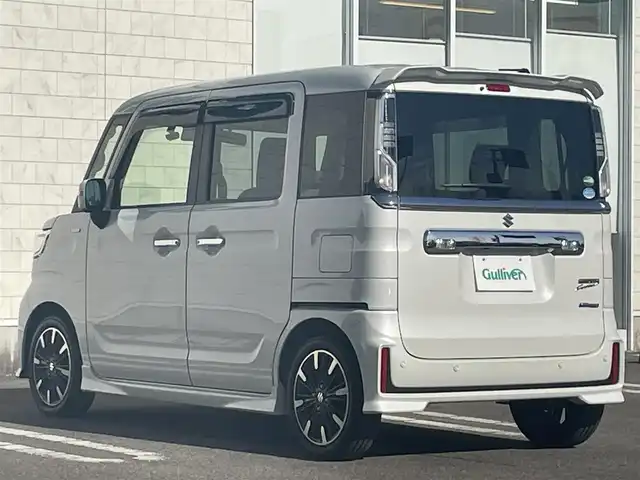 スズキ スペーシア カスタム HYBRID XS ターボ 宮崎県 2020(令2)年 3.3万km ピュアホワイトP 純正フルセグナビ/（DVD再生機能付き）（BT）/アイドリングストップ/全周囲カメラ/バックカメラ/プッシュスタート/MTモード付AT/パドルシフト/パワーウィンドウ/パワーステアリング/純正LEDヘッドライト/純正フロアマット/オートライト/クルーズコントロール/純正アルミホイール/レザーシート/ドライブレコーダー/横滑り防止装置/盗難防止装置/エアバックW/衝突被害軽減システム/ABS/AAC/ETC