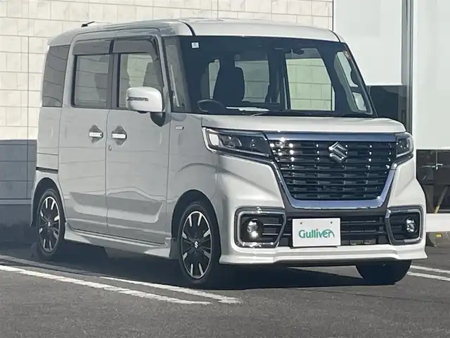スズキ スペーシア カスタム HYBRID XS ターボ 宮崎県 2020(令2)年 3.3万km ピュアホワイトP 純正フルセグナビ/（DVD再生機能付き）（BT）/アイドリングストップ/全周囲カメラ/バックカメラ/プッシュスタート/MTモード付AT/パドルシフト/パワーウィンドウ/パワーステアリング/純正LEDヘッドライト/純正フロアマット/オートライト/クルーズコントロール/純正アルミホイール/レザーシート/ドライブレコーダー/横滑り防止装置/盗難防止装置/エアバックW/衝突被害軽減システム/ABS/AAC/ETC