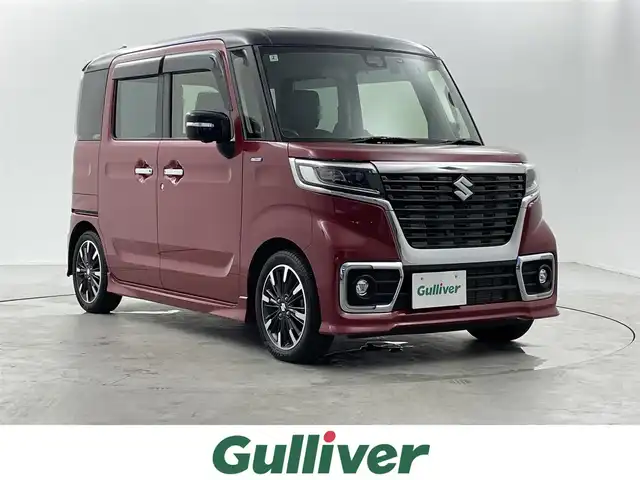 スズキ スペーシア カスタム HYBRID XS ターボ 福井県 2018(平30)年 4.6万km フェニックスレッドパール/ブルーイッシュブラックパール 純正ディラーオプションナビ【CN-RZ83]  /CD/DVD/フルセグTV/Bluetooth/SD/USB/AM/FM/アラウンドビューモニター/デュアルセンサーブレーキサポート/プッシュスタート /ビルトインETC/クルーズコントロール/革巻きステアリング/ステアリングリモコン/パドルシフト/ステアリングチルド機構/オートライト /フォグランプ/ウィンカー・電動格納式ミラー/サーキュレーター/純正フロアマット/サイドバイザー