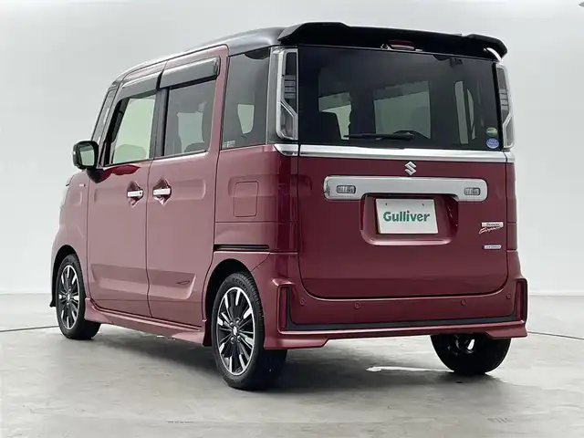 スズキ スペーシア カスタム HYBRID XS ターボ 福井県 2018(平30)年 4.6万km フェニックスレッドパール/ブルーイッシュブラックパール 純正ディラーオプションナビ【CN-RZ83]  /CD/DVD/フルセグTV/Bluetooth/SD/USB/AM/FM/アラウンドビューモニター/デュアルセンサーブレーキサポート/プッシュスタート /ビルトインETC/クルーズコントロール/革巻きステアリング/ステアリングリモコン/パドルシフト/ステアリングチルド機構/オートライト /フォグランプ/ウィンカー・電動格納式ミラー/サーキュレーター/純正フロアマット/サイドバイザー