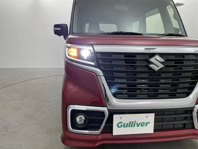 スズキ スペーシア カスタム HYBRID XS ターボ 福井県 2018(平30)年 4.6万km フェニックスレッドパール/ブルーイッシュブラックパール 純正ディラーオプションナビ【CN-RZ83]  /CD/DVD/フルセグTV/Bluetooth/SD/USB/AM/FM/アラウンドビューモニター/デュアルセンサーブレーキサポート/プッシュスタート /ビルトインETC/クルーズコントロール/革巻きステアリング/ステアリングリモコン/パドルシフト/ステアリングチルド機構/オートライト /フォグランプ/ウィンカー・電動格納式ミラー/サーキュレーター/純正フロアマット/サイドバイザー