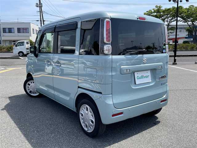 スズキ スペーシア HYBRID X 鳥取県 2020(令2)年 3.1万km オフブルーM 4・W・D/純正9インチナビ/フルセグ/DVD/CD/BT/USB/前方ドライブレコーダー・ETC/前席シートヒーター/デュアルカメラレーダーブレーキ/レーンキープアシスト/両側パワースライドドア/バックソナー/前席シートヒーター/プッシュエンジンスタート/アイドリングストップ/フロアマット・ドアバイザー/保証書・取扱説明書/スペアキーｘ１