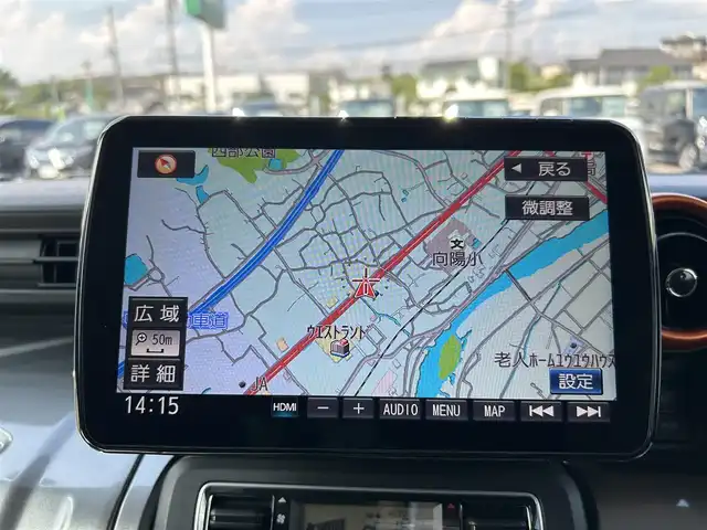スズキ スペーシア ギア HYBRID XZターボ 岡山県 2019(令1)年 4.8万km フェニックスレッドパール/ガンメタリック2トーンルーフ 9インチフローティングナビ/フルセグTV、CD、DVD、Bluetooth、AM、FM/全方位カメラ/前席シートヒーター/両側パワースライドドア/リアサーキュレーター/ロールサンシェード/シートバックテーブル/クルーズコントロール/ルーフレール