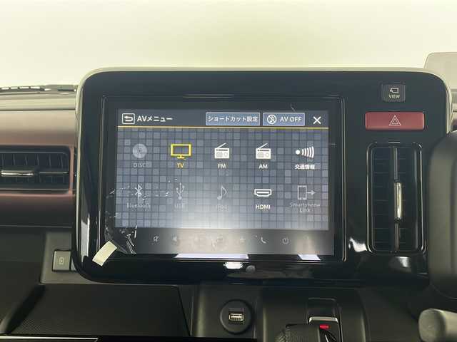 スズキ スペーシア カスタム HYBRID XS 栃木県 2023(令5)年 1万km スチールシルバーM 純正9インチナビ/　Apple CarPlay/Android Auto/Bluetooth/フルセグTV/HDMI/FM/AM/スズキセーフティサポート/・デュアルセンサーブレーキサポート/・誤発進抑制/・車線維持支援/・車線逸脱抑制/・アダプティブクルーズコントロール/・ハイビームアシスト/・標識認識/・ふらつき警報/・発進お知らせ/全周囲カメラ/マルチユースフラップ/両側パワースライドドア/ETC/シートヒーター(D/N席)/ステアリングヒーター/ベンチシート/助手席シートアンダーボックス/純正15インチアルミホイール/スマートキー/サイド+カーテンエアバッグ