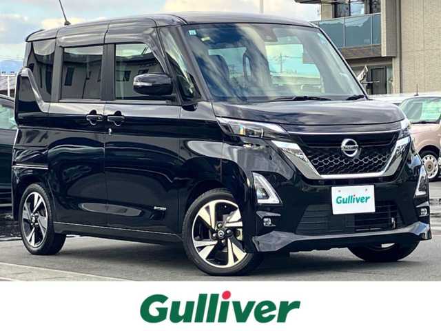 日産 ルークス HWS Gターボ プロパイロットED 静岡県 2021(令3)年 5.1万km ブラック エンジンスタートボタン/パワーステアリング/パワーウィンドウ/アイドリングストップ/ターボ/スマートキー/オートエアコン/レーダークルーズコントロール/USB入力端子/全方位カメラ/ベンチシート/純正フロアマット/両側パワースライドドア/布シート/純正アルミホイール/ABS/横滑り防止装置/コーナーセンサー前後/レーンキープアシスト/オートライト/LEDヘッドライト/Ｗ+サイドエアバッグ/衝突軽減システム/プロパイロット