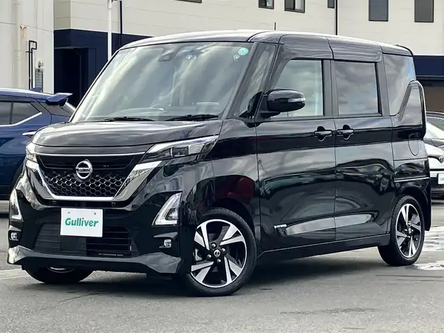 日産 ルークス HWS Gターボ プロパイロットED 静岡県 2021(令3)年 5.1万km ブラック エンジンスタートボタン/パワーステアリング/パワーウィンドウ/アイドリングストップ/ターボ/スマートキー/オートエアコン/レーダークルーズコントロール/USB入力端子/全方位カメラ/ベンチシート/純正フロアマット/両側パワースライドドア/布シート/純正アルミホイール/ABS/横滑り防止装置/コーナーセンサー前後/レーンキープアシスト/オートライト/LEDヘッドライト/Ｗ+サイドエアバッグ/衝突軽減システム/プロパイロット