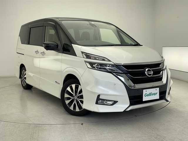 日産 セレナ ハイウェイスター Vセレクション 千葉県 2017(平29)年 3.8万km ブリリアントホワイトパール 2トーン ワンオーナー/メーカーオプションセーフティパックB/純正SDナビ/フルセグTV/Bluetooth/CD/DVD/USB/純正フリップダウンモニター/バックカメラ/全方位カメラ/前側ドライブレコーダー/ビルトインETC/デジタルインナーミラー/両側パワースライドドア/革調シートカバー/追従クルーズコントロール/LEDヘッドライト