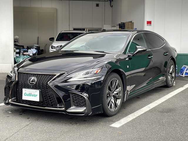 レクサス ＬＳ 500 Fスポーツ 京都府 2018(平30)年 5.2万km ブラック サンルーフ　純正メーカーナビ　パノラミックビューモニター　マークレビンソン　黒革シート　シートベンチレーター　レーダークルーズ　ブラインドスポットモニター　デジタルインナーミラー　ビルトインＥＴＣ　4本出しマフラー