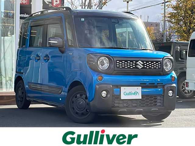 スズキ スペーシア ギア HYBRID XZ 道央・札幌 2019(平31)年 7.3万km ブリスクブルーメタリック/ガンメタリック2トーンルーフ ・SDナビ/・Bluetooth/・ワンセグTV/・両側パワースライドドア/・スマートキー/・プッシュスタート/・スペアキー/・ドライブレコーダー/・シートヒーター/・レーンキープアシスト/・衝突軽減システム/・後席パーソナルテーブル/・リアシーリングファン/・ルーフレール/・純正14インチAW/・純正フロアマット/・LEDヘッドライト/・LEDフォグランプ/・クリアランスソナー