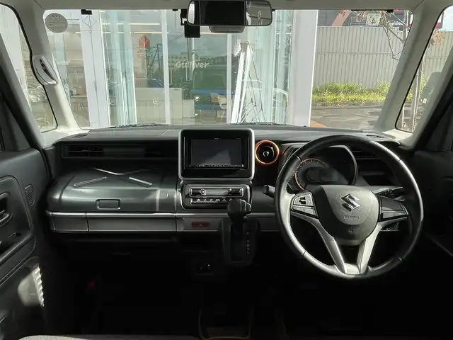 スズキ スペーシア ギア HYBRID XZ 道央・札幌 2019(平31)年 7.3万km ブリスクブルーメタリック/ガンメタリック2トーンルーフ ・SDナビ/・Bluetooth/・ワンセグTV/・両側パワースライドドア/・スマートキー/・プッシュスタート/・スペアキー/・ドライブレコーダー/・シートヒーター/・レーンキープアシスト/・衝突軽減システム/・後席パーソナルテーブル/・リアシーリングファン/・ルーフレール/・純正14インチAW/・純正フロアマット/・LEDヘッドライト/・LEDフォグランプ/・クリアランスソナー