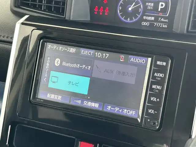 トヨタ ルーミー カスタムG－T 静岡県 2019(令1)年 0.8万km パールホワイトⅢ 純正SDナビ/（CD/DVD/AM/FM/フルセグTV/Bluetooth）/フルセグTV/プッシュスタート/クルコン/オートライト/オートマチックハイビーム/純正フロアマット/シートヒーターD＋N/両側パワースライドドア/パーキングアシスト/ETC車載器/バックカメラ/電格ミラー/社外14AW