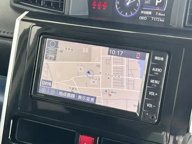 トヨタ ルーミー カスタムG－T 静岡県 2019(令1)年 0.8万km パールホワイトⅢ 純正SDナビ/（CD/DVD/AM/FM/フルセグTV/Bluetooth）/フルセグTV/プッシュスタート/クルコン/オートライト/オートマチックハイビーム/純正フロアマット/シートヒーターD＋N/両側パワースライドドア/パーキングアシスト/ETC車載器/バックカメラ/電格ミラー/社外14AW
