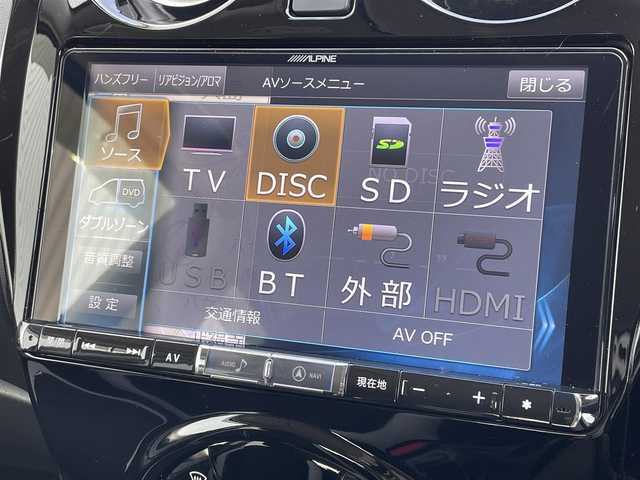 日産 ノート e－パワー X 福岡県 2019(平31)年 5.8万km スーパーブラック アルパイン９インチナビ（X9Z）/アラウンドビューモニター /インテリジェントルームミラー /CD/DVD /フルセグTV  /Bluetooth /エマージェンシーブレーキ /ETC /純アルミ15インチ