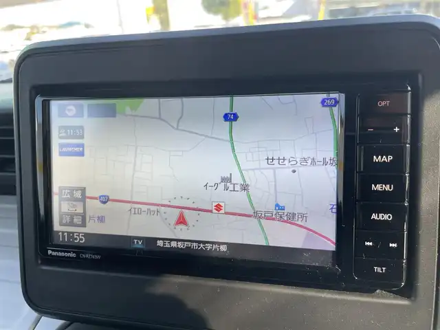 スズキ スペーシア HYBRID G 埼玉県 2018(平30)年 2.6万km ブルーイッシュブラックパール3 ・純正ディーラーOPナビ(CN-RZ743W)/・全周囲カメラ/・バックカメラ/・コーナーセンサー/・スペアキー有/・スタッドレスタイヤ積込