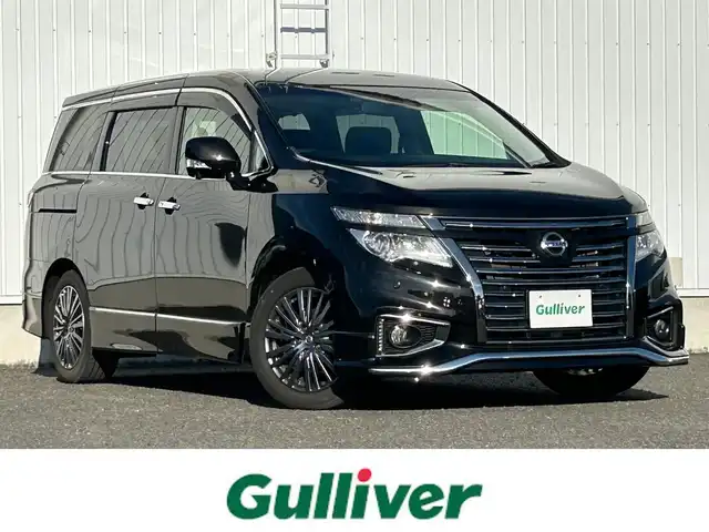 日産 エルグランド 250HWS S アーバンクロム 熊本県 2019(平31)年 3.8万km ファントムブラック 純正ＳＤナビ/エマージェンシーブレーキ/車線逸脱警報機能/フリップダウンモニター/全方位カメラ/オットマンＮ席＋２列目/ドライブレコーダー/革巻きステアリング/電動格納ミラー/ウィンカーミラー/オートライト/フォグランプ/純正ドアバイザー/純正フロアマット/純正アルミホイール/プッシュスタートボタン