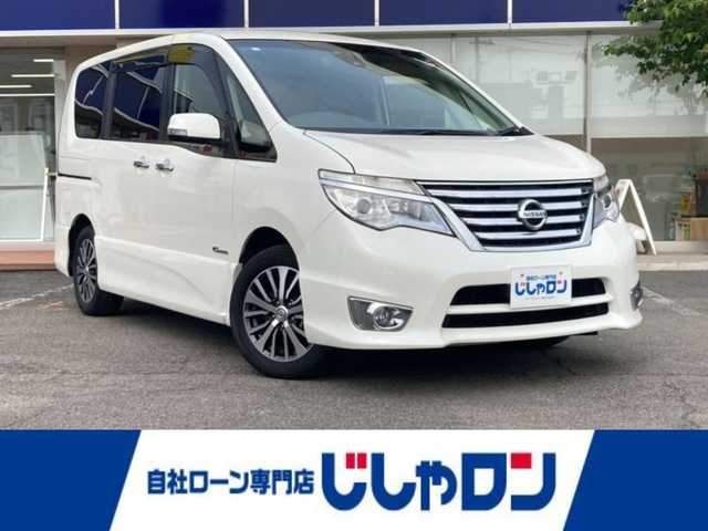 日産 セレナ ハイウェイスター Sハイブリッド 静岡県 2014(平26)年 9.7万km ブリリアントホワイトパール (株)IDOMが運営する【じしゃロン焼津店】の自社ローン専用車両になります。こちらは現金またはオートローンご利用時の価格です。自社ローンご希望の方は別途その旨お申付け下さい /社外ＳＤナビ/(フルセグＴＶ/Ｂｌｕｅｔｏｏｔｈ接続/ＣＤ/ＤＶＤ/ミュージックサーバー)/後席モニター/両側パワースライドドア/クルーズコントロール/ＨＩＤヘッドライト/オートライト/ＥＴＣ
