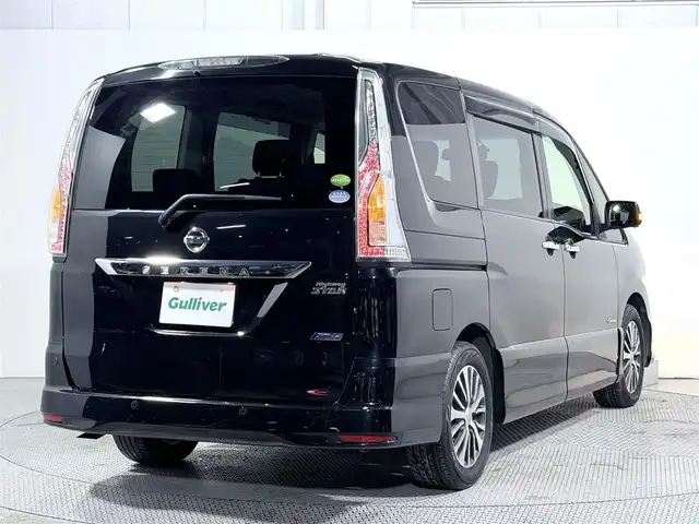 日産 セレナ HWS S HV Vセレ +SeftyⅡ 大阪府 2016(平28)年 7.4万km ダイヤモンドブラック 全方位カメラ　後席モニター　純正ナビＴＶ　クルコン　両側パワスラ　衝突軽減　ＥＴＣ　ドラレコ　レーンアシスト　クリアランスソナー　ＬＥＤヘッドライト　オートライト　スマートキー　プッシュスタート