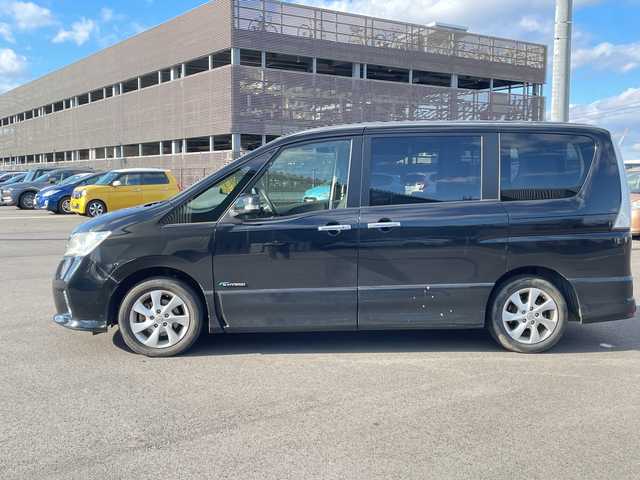 日産 セレナ ハイウェイスター S HV Vセレ 千葉県 2013(平25)年 12万km スーパーブラック 禁煙車/純正ナビ/・CD/DVD/BT/フルセグ/クルーズコントロール/バックカメラ/両側パワースライドドア/HIDヘッドライト/フォグライト/オートライト/スマートキー/スペアキー/ETC