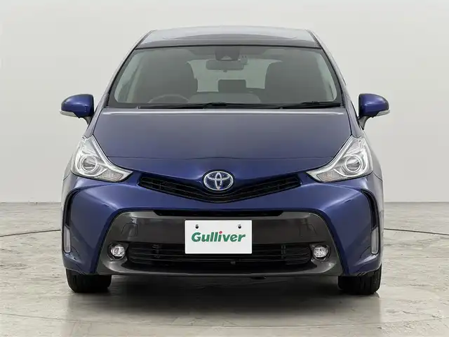 トヨタ プリウス α G 福岡県 2018(平30)年 3.9万km ダークブルーマイカ パノラマルーフ　/純正ナビ（フルセグＴＶ）　/バックカメラ　/ビルトインＥＴＣ２．０　/前方ドライブレコーダー　/レーダークルーズコントロール　/衝突軽減ブレーキ　/レーンキープ　/ハーフレザー　/パワーシート　/ステアリングリモコン