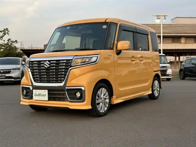 スズキ スペーシア カスタム HYBRID GS 岡山県 2018(平30)年 5.6万km アクティブイエロー ドライブレコーダー /社外ナビ　/片側パワースライドドア　/衝突軽減システム　/横滑り防止装置　/レーンキープアシスト　/チップアップシート　/純正アルミホイール　/ＵＳＢ　/Bluetooth　/LED　/オートライト　