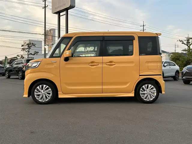 スズキ スペーシア カスタム HYBRID GS 岡山県 2018(平30)年 5.6万km アクティブイエロー ドライブレコーダー /社外ナビ　/片側パワースライドドア　/衝突軽減システム　/横滑り防止装置　/レーンキープアシスト　/チップアップシート　/純正アルミホイール　/ＵＳＢ　/Bluetooth　/LED　/オートライト　