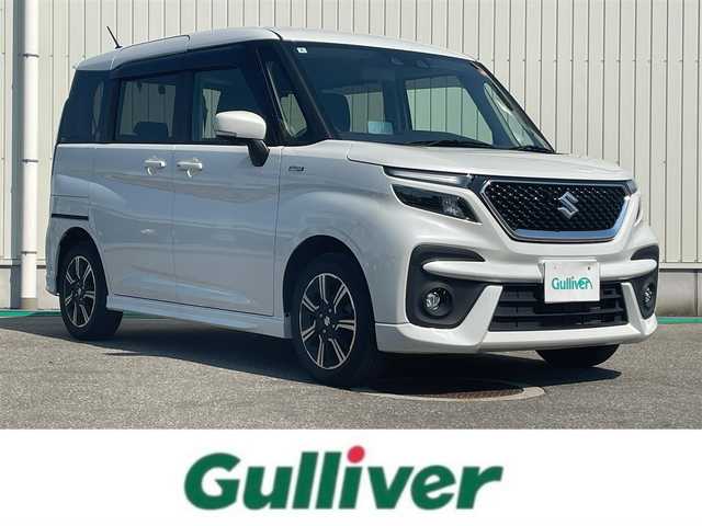 スズキ ソリオ バンディット HV MV 富山県 2022(令4)年 4.8万km ピュアホワイトP ワンオーナー/ブレーキサポート/レーダークルーズコントロール/ヘッドアップディスプレイ/アラウンドビューモニター/純正9インチナビ/フルセグTV/ＤＶＤ再生/Bluetooth/両側自動ドア/前席シートヒーター/スマートキー/コーナーセンサー/アイドリングストップ/ビルトインETC/LEDオートライト/LEDフォグライト