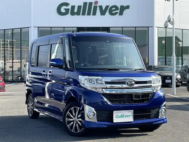 ダイハツ タント カスタム X トップED SAⅡ 長崎県 2015(平27)年 8万km ディープブルークリスタルマイカ 社外SDナビ/CD/DVD/BT/フルセグTV/バックカメラ/左側パワースライドドア/合皮ハーフレザーシート/スマートアシスト2/LEDヘッドライト/オートライト/純正14インチAW/ETC