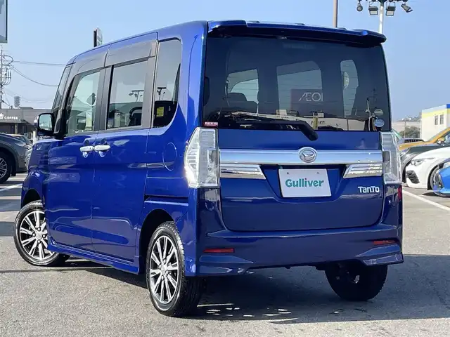 ダイハツ タント カスタム X トップED SAⅡ 長崎県 2015(平27)年 8万km ディープブルークリスタルマイカ 社外SDナビ/CD/DVD/BT/フルセグTV/バックカメラ/左側パワースライドドア/合皮ハーフレザーシート/スマートアシスト2/LEDヘッドライト/オートライト/純正14インチAW/ETC