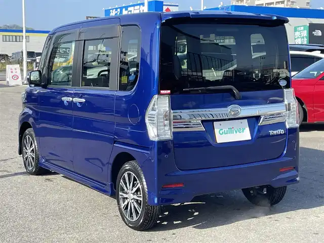 ダイハツ タント カスタム X トップED SAⅡ 長崎県 2015(平27)年 8万km ディープブルークリスタルマイカ 社外SDナビ/CD/DVD/BT/フルセグTV/バックカメラ/左側パワースライドドア/合皮ハーフレザーシート/スマートアシスト2/LEDヘッドライト/オートライト/純正14インチAW/ETC