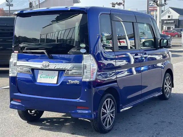 ダイハツ タント カスタム X トップED SAⅡ 長崎県 2015(平27)年 8万km ディープブルークリスタルマイカ 社外SDナビ/CD/DVD/BT/フルセグTV/バックカメラ/左側パワースライドドア/合皮ハーフレザーシート/スマートアシスト2/LEDヘッドライト/オートライト/純正14インチAW/ETC