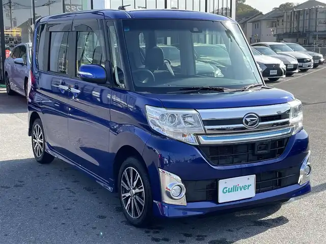 ダイハツ タント カスタム X トップED SAⅡ 長崎県 2015(平27)年 8万km ディープブルークリスタルマイカ 社外SDナビ/CD/DVD/BT/フルセグTV/バックカメラ/左側パワースライドドア/合皮ハーフレザーシート/スマートアシスト2/LEDヘッドライト/オートライト/純正14インチAW/ETC
