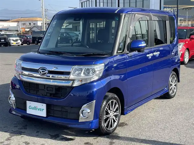 ダイハツ タント カスタム X トップED SAⅡ 長崎県 2015(平27)年 8万km ディープブルークリスタルマイカ 社外SDナビ/CD/DVD/BT/フルセグTV/バックカメラ/左側パワースライドドア/合皮ハーフレザーシート/スマートアシスト2/LEDヘッドライト/オートライト/純正14インチAW/ETC
