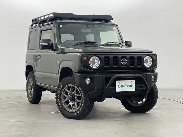 スズキ ジムニー XC 群馬県 2022(令4)年 3.5万km ジャングルグリーン ４ＷＤターボ　ルーフキャリア　ナビ　フルセグＴＶ　ドラレコ　ＥＴＣ　シートヒーター　ヘッドライトウォッシャー　フォグランプ　電動格納ミラー　クルーズコントロール　レーンキープアシスト　背面タイヤ　禁煙