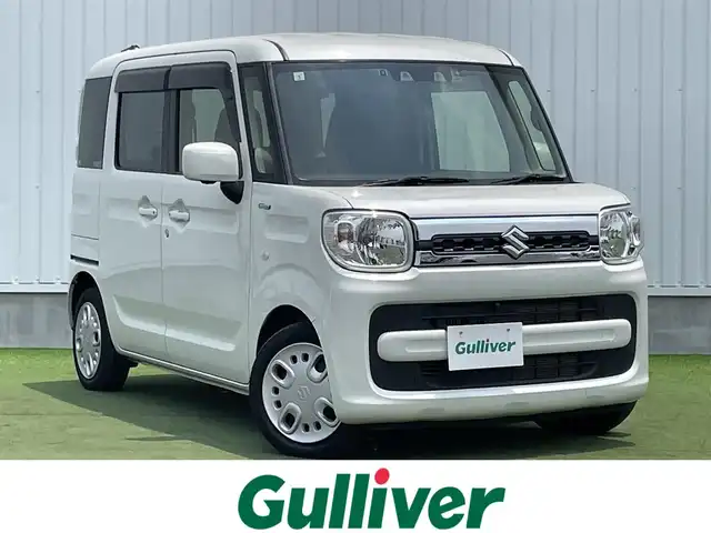 スズキ スペーシア HYBRID X 香川県 2021(令3)年 3.1万km ピュアホワイトP 登録時走行距離：30573km/ディーラー純正パナソニックSDナビ/　CD DVD BT フルセグTV/全方位カメラ/両側パワースライドドア/衝突被害軽減装置/レーンキープアシスト/クリアランスソナー/ヘッドアップディスプレイ/アイドリングストップ/横滑り防止装置/ロールサンシェード/サーキュレーター/シートヒーター/ハロゲンヘッドライト/オートライト/レベライザヘッドライト/ETC2.0/ドライブレコーダー/電動格納ミラー/ドアバイザー/純正フロアマット/プッシュスタート/スマートキー