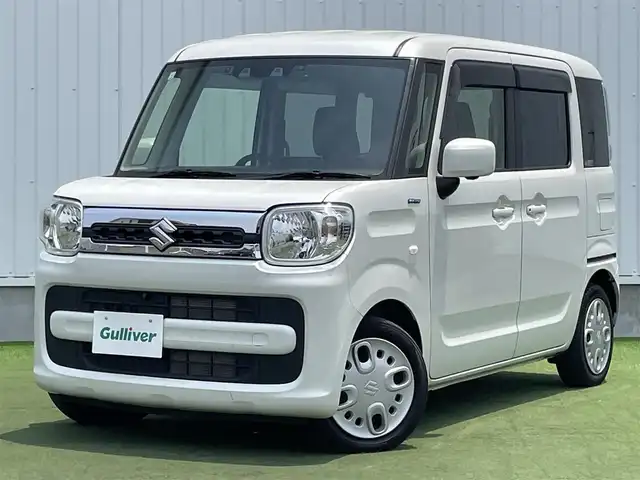 スズキ スペーシア HYBRID X 香川県 2021(令3)年 3.1万km ピュアホワイトP 登録時走行距離：30573km/ディーラー純正パナソニックSDナビ/　CD DVD BT フルセグTV/全方位カメラ/両側パワースライドドア/衝突被害軽減装置/レーンキープアシスト/クリアランスソナー/ヘッドアップディスプレイ/アイドリングストップ/横滑り防止装置/ロールサンシェード/サーキュレーター/シートヒーター/ハロゲンヘッドライト/オートライト/レベライザヘッドライト/ETC2.0/ドライブレコーダー/電動格納ミラー/ドアバイザー/純正フロアマット/プッシュスタート/スマートキー
