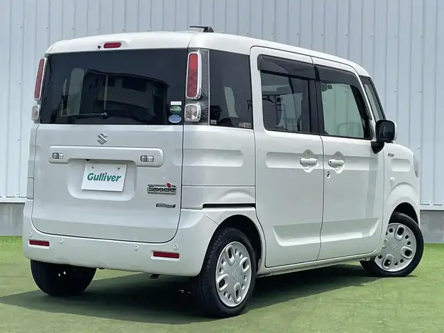 スズキ スペーシア HYBRID X 香川県 2021(令3)年 3.1万km ピュアホワイトP 登録時走行距離：30573km/ディーラー純正パナソニックSDナビ/　CD DVD BT フルセグTV/全方位カメラ/両側パワースライドドア/衝突被害軽減装置/レーンキープアシスト/クリアランスソナー/ヘッドアップディスプレイ/アイドリングストップ/横滑り防止装置/ロールサンシェード/サーキュレーター/シートヒーター/ハロゲンヘッドライト/オートライト/レベライザヘッドライト/ETC2.0/ドライブレコーダー/電動格納ミラー/ドアバイザー/純正フロアマット/プッシュスタート/スマートキー