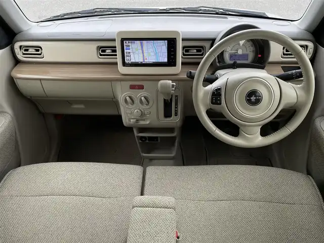 スズキ ラパン X 福岡県 2019(平31)年 4.3万km フォーンベージュメタリック/ホワイト2トーンルーフ 純正7型SDナビ/（フルセグTV/BT/CD/DVD）/全方位モニター/衝突軽減ブレーキ/ETC/シートヒーター/ステアリングリモコン/Pスタート/スマートキー/スペアキー1本/ISOFIX/S-エネチャージ搭載車