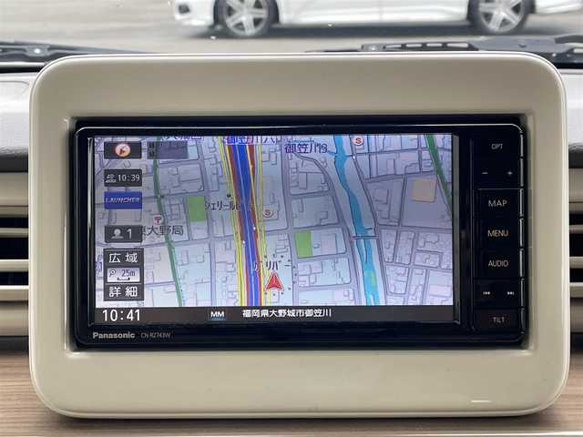 スズキ ラパン X 福岡県 2019(平31)年 4.3万km フォーンベージュメタリック/ホワイト2トーンルーフ 純正7型SDナビ/（フルセグTV/BT/CD/DVD）/全方位モニター/衝突軽減ブレーキ/ETC/シートヒーター/ステアリングリモコン/Pスタート/スマートキー/スペアキー1本/ISOFIX/S-エネチャージ搭載車